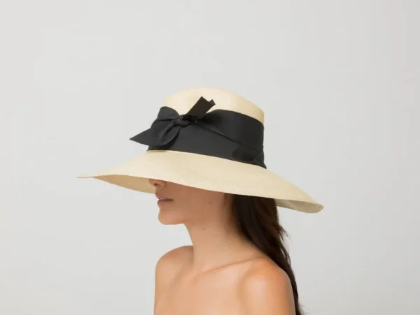 Women's Panama Hats-Sensi Studio Aguacate Extra Long Brim Hat with Twist Bow