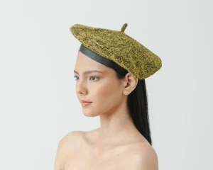 Women's Felted Wool Hats-Sensi Studio Beret hat tweed fabric