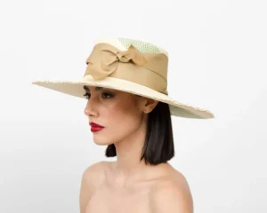 Women's Panama Hats-Sensi Studio Caracol Frayed Cordovan Long Brim Hat