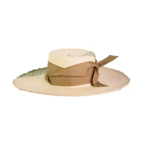 Women's Panama Hats-Sensi Studio Caracol Frayed Cordovan Long Brim Hat