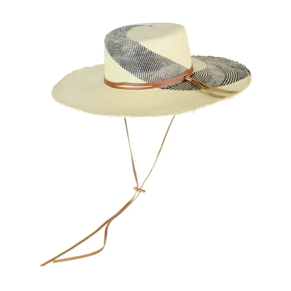 Women's Panama Hats-Sensi Studio Caracol Frayed Cordovan Long Brim Hat