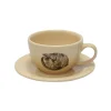 Home-Sensi Studio Ceramic Tea Cup & Tea Plate “Conchas de la Isla Cream” (Set of 4)