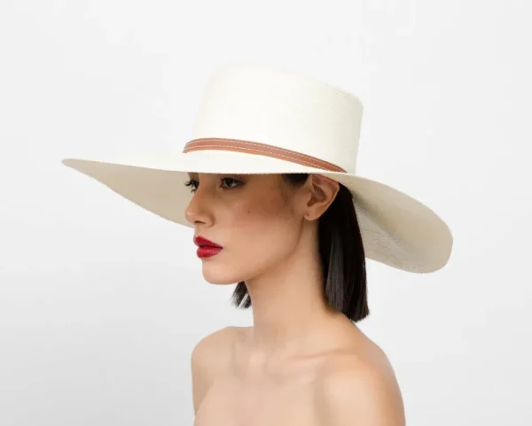 Women's Panama Hats-Sensi Studio Cordovan Hat Extra Long Brim