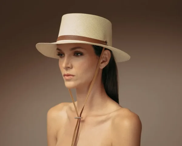 Women's Panama Hats-Sensi Studio Cordovan Hat with Leather