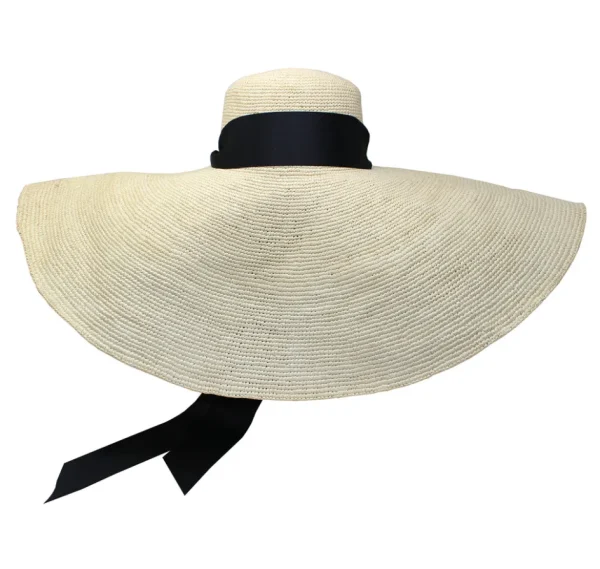 Women's Panama Hats-Sensi Studio Crochet Extra Long Brim Glamour Hat With Grosgrain Adjustable Ribbon