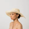 Women's Panama Hats-Sensi Studio Crochet Extra Long Brim Hat with Leather Band