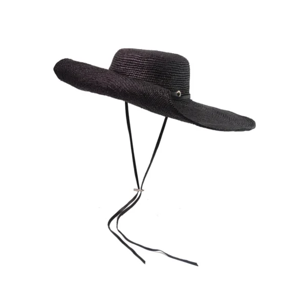 Women's Panama Hats-Sensi Studio Crochet Extra Long Brim Hat with Leather Band