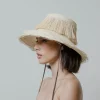 Women's Panama Hats-Sensi Studio El Campesino Frayed Hat With Adjustable Ribbon