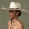 Women's Panama Hats-Sensi Studio Embroidered Texan Long Brim Hat