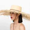 Women's Panama Hats-Sensi Studio Extra Frayed Hippie Beach Hat Long Brim