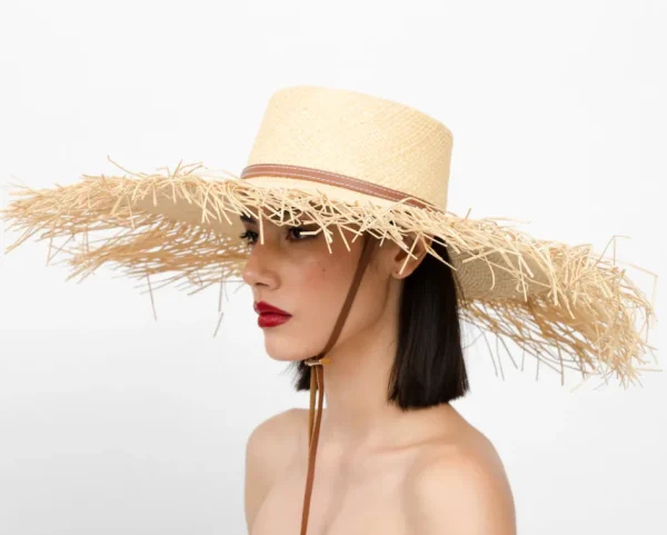 Women's Panama Hats-Sensi Studio Extra Frayed Hippie Beach Hat Long Brim