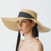 Women's Panama Hats-Sensi Studio Extra Long Brim Frayed Cordovan With Adjustable Ribbon