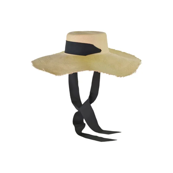 Women's Panama Hats-Sensi Studio Extra Long Brim Frayed Cordovan With Adjustable Ribbon