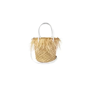 Handbags-Sensi Studio Feathers Seashell Soft Baby Bucket with Leather Handle