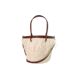 Handbags-Sensi Studio Feathers Seashell Soft Baby Bucket with Leather handles