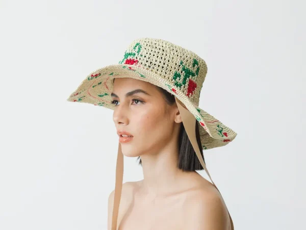 Women's Panama Hats-Sensi Studio Flowers Hippie Long Brim Crochet