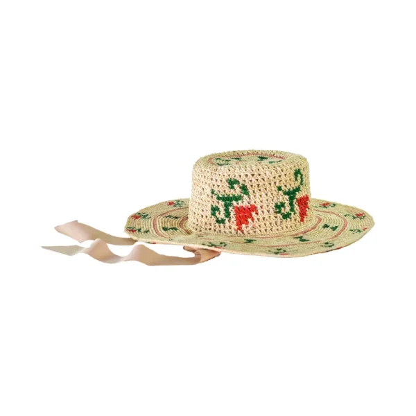 Women's Panama Hats-Sensi Studio Flowers Hippie Long Brim Crochet