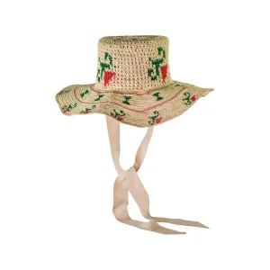 Women's Panama Hats-Sensi Studio Flowers Hippie Long Brim Crochet