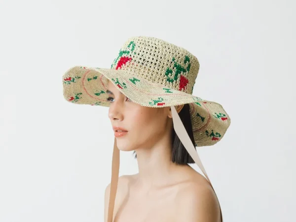 Women's Panama Hats-Sensi Studio Flowers Hippie Long Brim Crochet