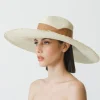 Women's Panama Hats-Sensi Studio Frayed Aguacate Hat Extra Long Brim With Ribbon and Printed Fabric