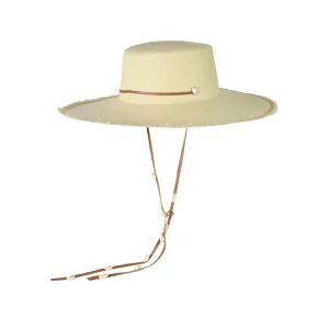 Women's Panama Hats-Sensi Studio Frayed Cordovan Long Brim Hat With Shells