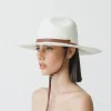 Women's Panama Hats-Sensi Studio Frayed Fedora Long Brim With Adjustable Leather Band