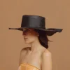 Women's Panama Hats | Men's Panama Hats-Sensi Studio Frayed Long Brim Cordovan Hat With Maxi Bow