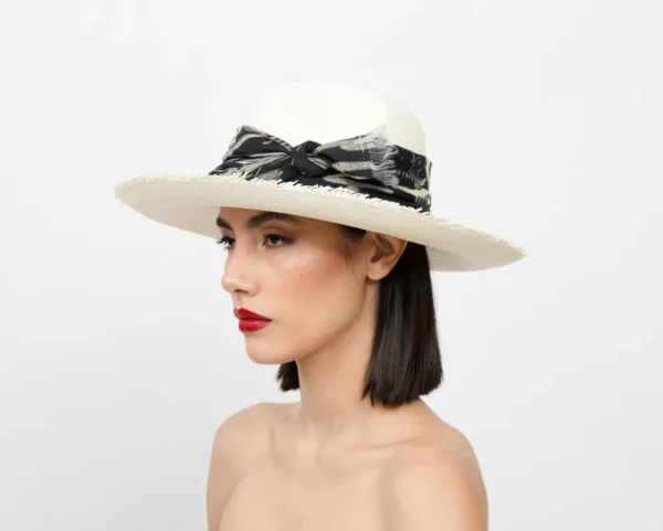 Women's Panama Hats-Sensi Studio Frayed Panama Hat Long Brim