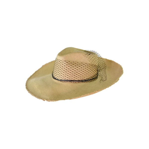 Women's Panama Hats-Sensi Studio Glamour Frayed Aguacate Long Brim With Tulle