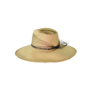 Women's Panama Hats-Sensi Studio Glamour Frayed Aguacate Long Brim With Tulle