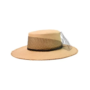 Women's Panama Hats-Sensi Studio Glamour Frayed Cordovan Long Brim Hat