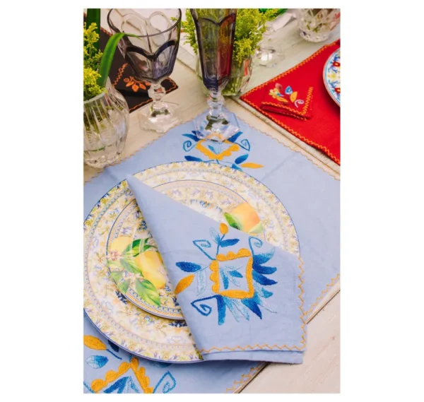 Home-Sensi Studio Hand embroidered linen tableware set (Set of 4 units)