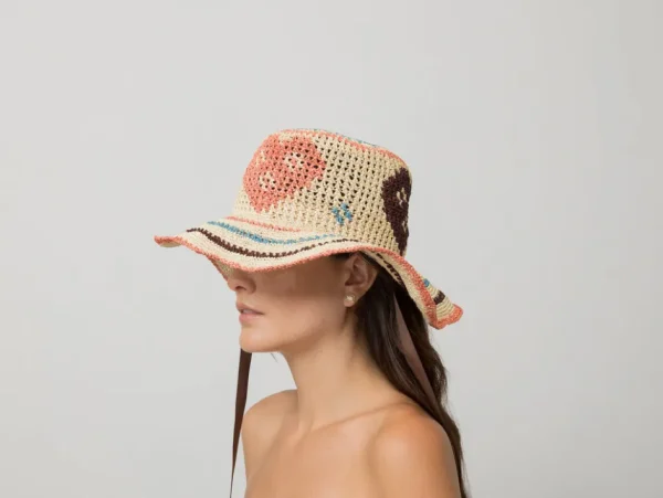 Women's Panama Hats-Sensi Studio Hearts Beach Hat