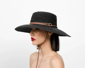 Women's Panama Hats-Sensi Studio Lampshade Cordovan Crochet Long Brim Hat