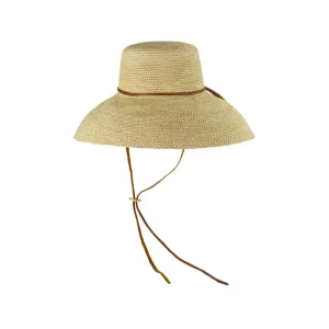 Women's Panama Hats-Sensi Studio Lampshade Cordovan Crochet Long Brim Hat with Leather Band