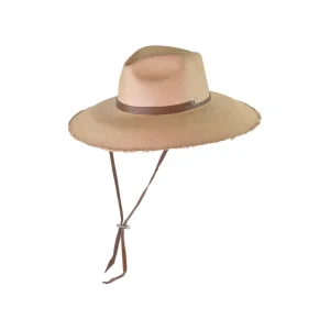 Women's Panama Hats-Sensi Studio Llano Frayed Panama Hat Long Brim With Adjustable Leather Band