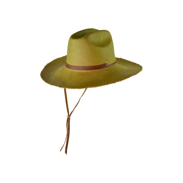 Women's Panama Hats-Sensi Studio Llano Frayed Texas Long Brim With Adjustable Leather Band