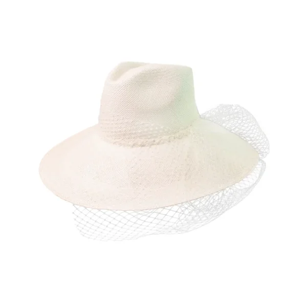 Women's Panama Hats-Sensi Studio Long Brim Aguacate Hat with Tulle