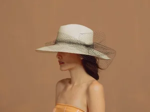 Women's Panama Hats-Sensi Studio Long Brim Aguacate Hat with Tulle