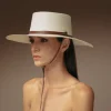 Women's Panama Hats-Sensi Studio Long Brim Cordovan hat with Leather band