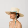 Women's Panama Hats-Sensi Studio Long Brim Cordovan Hat with Leather & Seashells Band