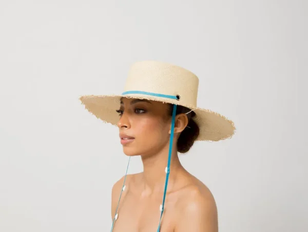 Women's Panama Hats-Sensi Studio Long Brim Cordovan Hat with Leather & Seashells Band