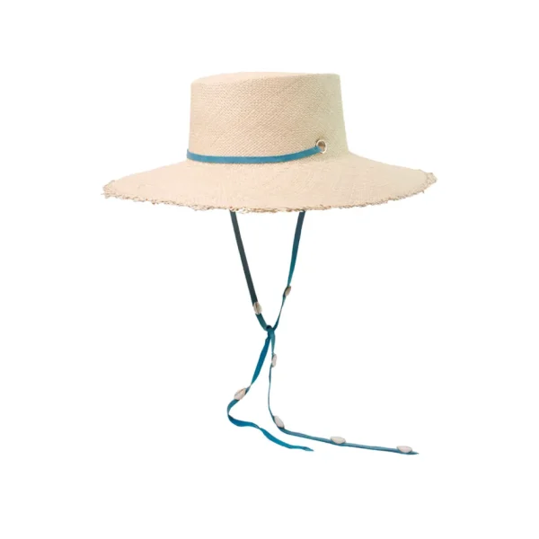 Women's Panama Hats-Sensi Studio Long Brim Cordovan Hat with Leather & Seashells Band