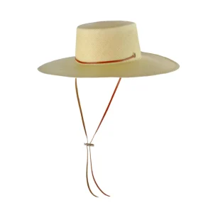 Women's Panama Hats-Sensi Studio Long Brim Cordovan Hat With Leather Band