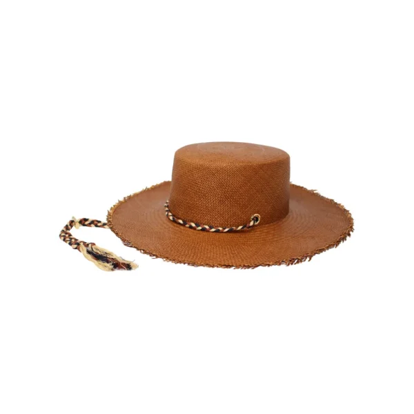 Women's Panama Hats-Sensi Studio Long Brim Cordovan Hat With Braid Band