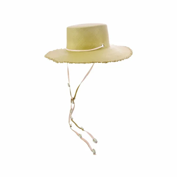 Women's Panama Hats-Sensi Studio Long Brim Cordovan hat with Leather & Seashells band