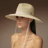 Women's Panama Hats-Sensi Studio Long Brim Crochet Panama hat with Adjustable Leather band