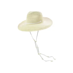 Women's Panama Hats-Sensi Studio Long Brim Crochet Panama hat with Adjustable Leather band