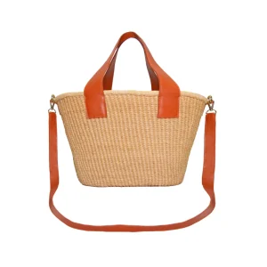 Handbags-Sensi Studio Maxi Canasta Straw Bag With Leather Handles And Removable Crossbody Leather Straps