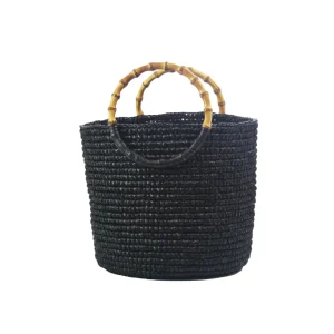 Handbags-Sensi Studio Medium Tote Woven Straw Solid with Bamboo Handle